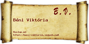 Béni Viktória névjegykártya